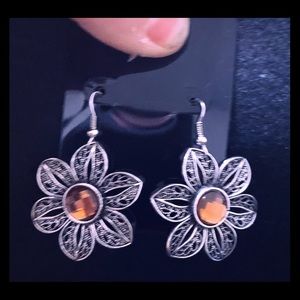 Silver Floral Earrings